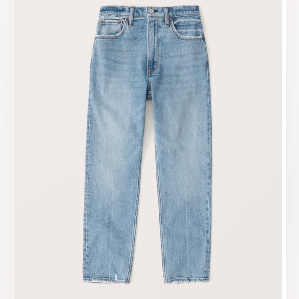 Abercrombie High Rise Mom Jean, Light Blue, 28 Short